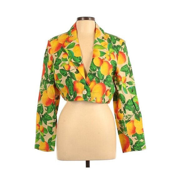 Farm Rio Orange Sands Cropped Linen Blazer L - Picture 9 of 10